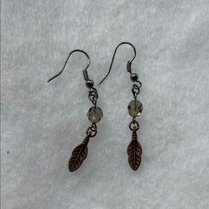 Chic Leaf Drop Earrings in Brown and Silver